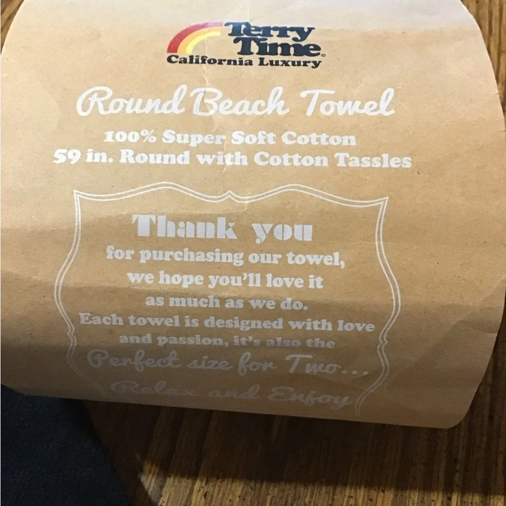 NWT Black and Blue Terry Towel 59 inch round beach towel